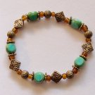 6" Jade and Bronze Stretch Bracelet #3087