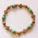 6" Jade and Bronze Stretch Bracelet #3091