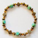 8" Jade and Bronze Stretch Bracelet #3089