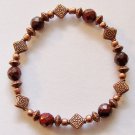 7.5" Dark Burgandy and Bronze Stretch Bracelet #3093
