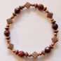 7.5" Dark Burgandy and Bronze Stretch Bracelet #3093