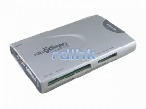 SILVER 23-IN-1 USB 2.0 CARD READER + USB HUB