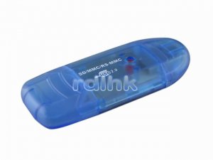 BLUE 4-IN-1 USB 2.0 CARD READER FOR SD/MiniSD/RS-MMC