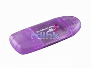 PURPLE 4-IN-1 USB 2.0 CARD READER FOR SD/MiniSD/RS-MMC