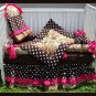 New baby crib bedding set in BROWN POLKA DOTS ZEBRA and HOT PINK fabrics