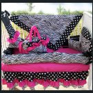NEW crib bedding set HOT PINK BLACK ZEBRA POLKA DOTS