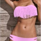 SEXY Lady's Tassel PAD Bandeau Fringe Top BIKINI Bottom BEACH Swimsuit SWIMWEAR