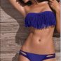 SEXY Lady's Tassel PAD Bandeau Fringe Top BIKINI Bottom BEACH Swimsuit SWIMWEAR