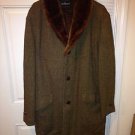 vintage mens dress coat Juilliard Size 42 Browm Tweed Color With Like Fur Collar