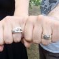 man 10mm wedding, women wide band, MORSE CODE, your word, your size