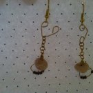 Handpicked Puka Shell Earrings with Hearts & Bronze Bead Accent