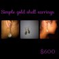 Gold Simple Cowry Shell Earrings