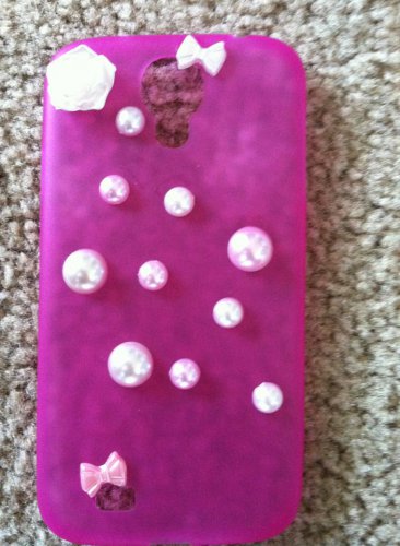 Pink Galaxy S3 Phone Case. Pink & White Dots & Bows
