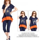 New fashion printing leisure suit Korean women big yards loose chiffon patchwork suit