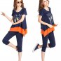 New fashion printing leisure suit Korean women big yards loose chiffon patchwork suit