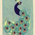 Indian Peacock Hand Pulled Linocut Block Print