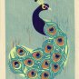 Indian Peacock Hand Pulled Linocut Block Print