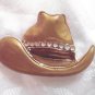 ~ GOLD HAT W/ RHINESTONE BROOCH ~