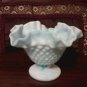 VINTAGE BLUE/WHITE MARBLE SWIRL HOBNAIL COMPOTE