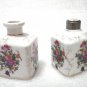 ~ LOT IRICE PORCELAIN HAND PAINTED FLOWERS VANITY PERFUME BOTTLES