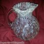 ELEGANT PINK w/WHITE SPECKLES ROUND RUFFLE ART GLASS PITCHER