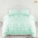 800 TC EGYPTIAN COTTON RUFFLE DUVET KING SIZE  AQUA