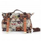Canvas Bear Print Messenger Bag