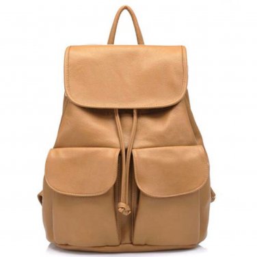 Double Pocket Leather Clamshell Backpack