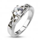 CELTIC CZ STAINLESS STEEL RING SIZE 6