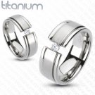 Spikes Brushed Titanium ring with 3mm clear CZ SIZE 12