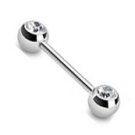 NIPPLE BAR WITH DOUBLE FRONT FACING CLEAR GEM