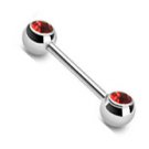 NIPPLE BAR WITH DOUBLE FRONT FACING RED GEM