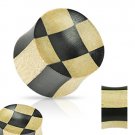 1/2" Organic Ebony Areng & Light Crocodile Wood Checker Concave Saddle Fit Plug