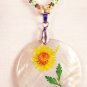 N9 - green and yellow necklace with pretty flower pendant