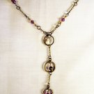 N12 - purple & pearl beaded necklace