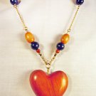 N14 - dark blue & wood beaded necklace