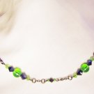 N17 - green & black beaded necklace