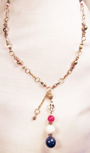 N25 - red, white & blue beaded necklace