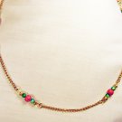 N31 - red & green beaded necklace