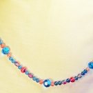 N41 - pink & turquoise beaded necklace