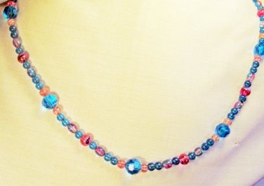 N41 - pink & turquoise beaded necklace