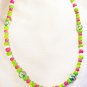 N42 - pink & green beaded necklace