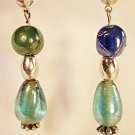 E1 - green, blue & aqua beaded earrings