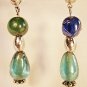 E1 - green, blue & aqua beaded earrings