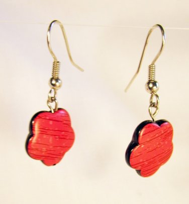 E5 - red flower earrings