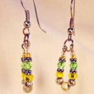 E9 - green & yellow beaded earrings