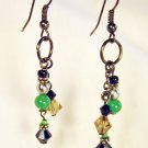 E10 - green & black beaded earrings