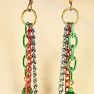 E11 - green, blue & red beaded earrings