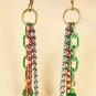 E11 - green, blue & red beaded earrings