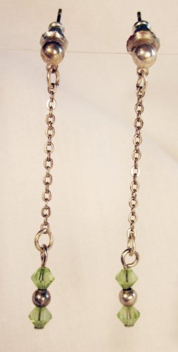 E18 - peridot (August birthstone) crystal beaded earrings